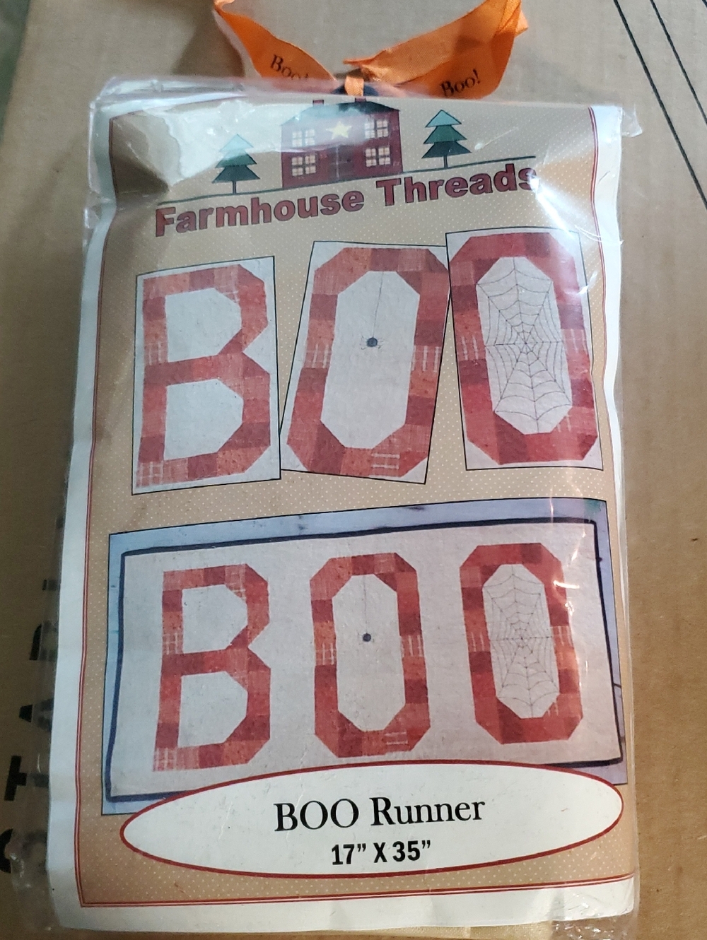 BOO Runner Pattern Kit in Orange - Halloween Table Runner - Picture 1 of 2